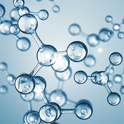 Struktur von Hyaluron vor blauem Hintergrund 