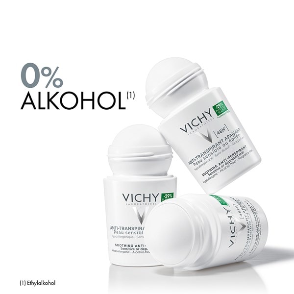 Drei Vichy Anti-Transpirant 48h sensitiv Deodorants mit 0% Alkohol