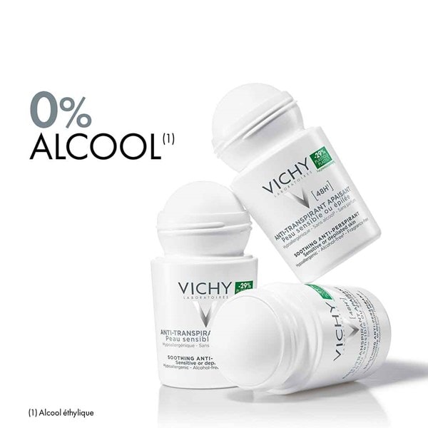 Trois déodorants Vichy Anti-Transpirant 48h sensitive sans alcohol