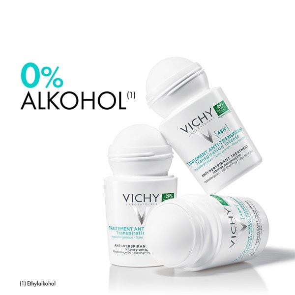 Drei VICHY Anti-Transpirant 48h roll-on Deodorants mit 0 Prozent Alkohol
