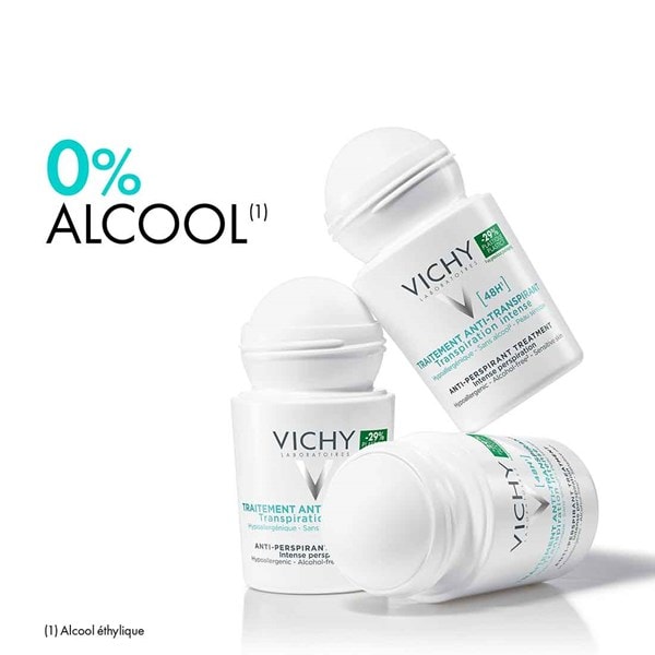 Trois déodorants roll-on anti-transpirants 48h VICHY sans alcohol