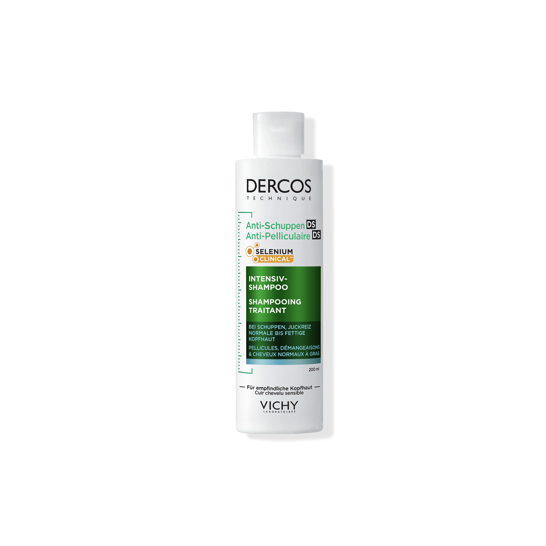 Vichy Dercos Anti-Schuppen Intensiv-Shampoo 200 ml mit Selenium Clinical gegen Schuppen und Juckreiz.