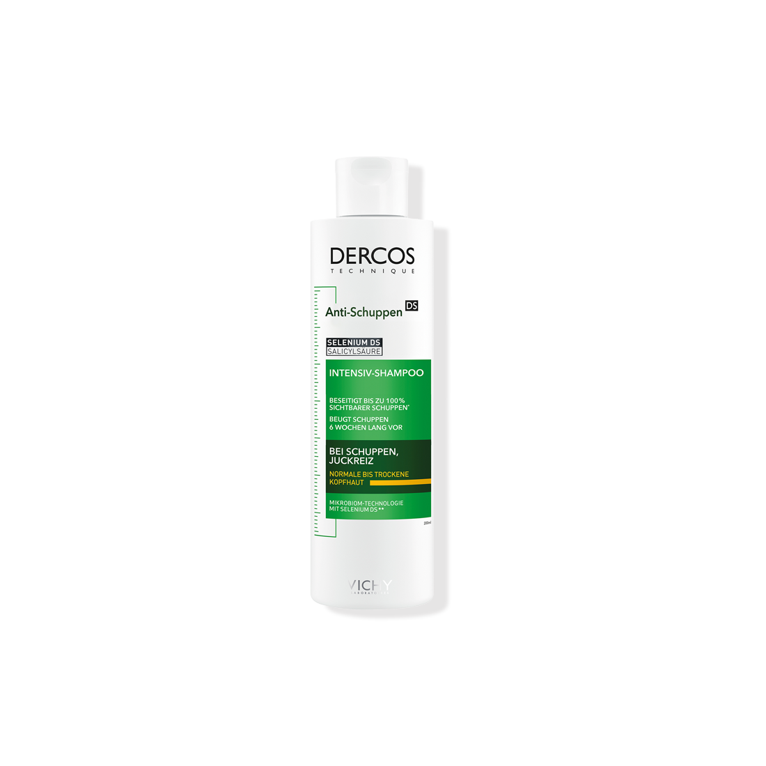 Vichy Dercos Anti-Schuppen Intensiv-Shampoo mit Selenium DS für normales bis trockenes Kopfhaar, 200 ml.