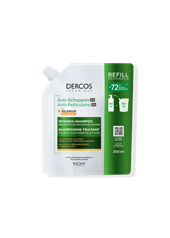Recharge de 390 ml du shampooing intensif antipelliculaire Vichy Dercos, avec 72 % de plastique en moins.
