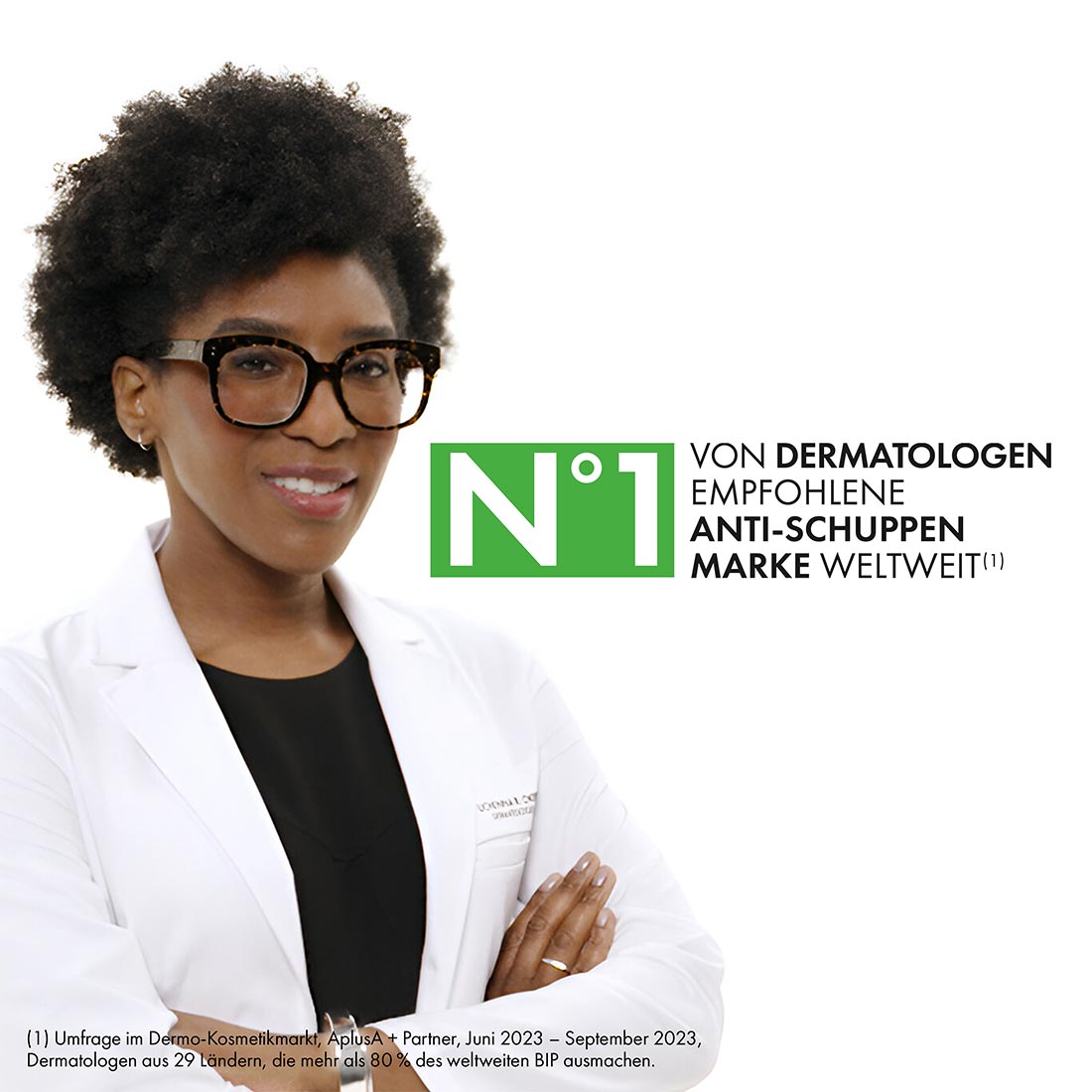 Dermatologin im weißen Kittel. Nummer eins der weltweit empfohlenen Anti-Schuppen Marken.
