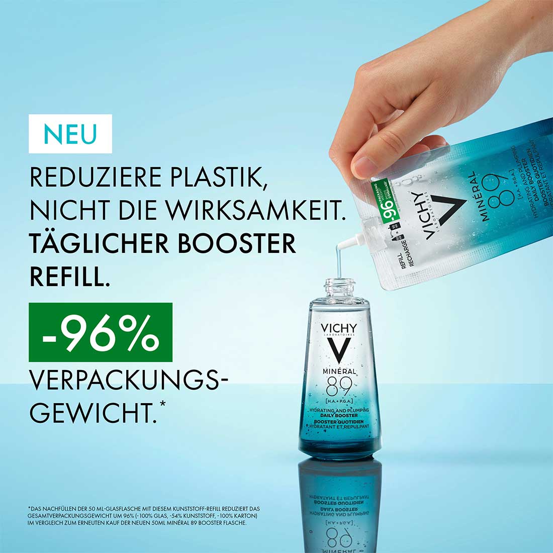 Vichy Minéral 89 täglicher Booster Refill – reduziert Plastikverpackung um 96 Prozent