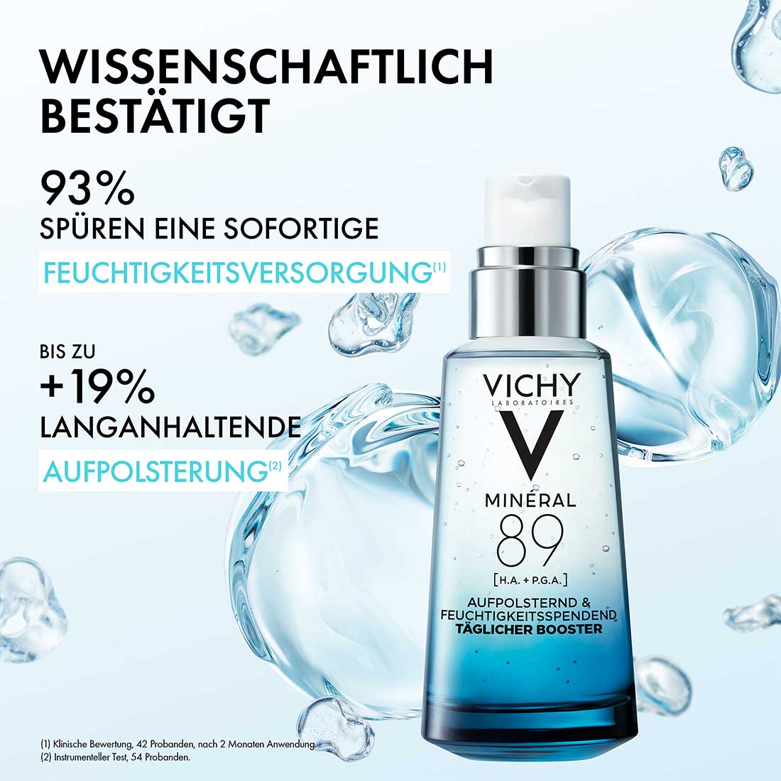 Vichy Minéral 89 täglicher Booster – wissenschaftlich bestätigte Feuchtigkeitsversorgung und langanhaltende Aufpolsterung der Haut