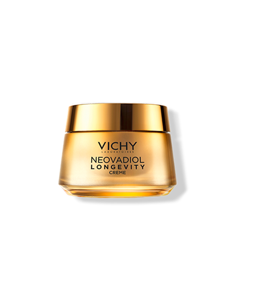 L'emballage doré de la crème volumatrice VICHY Neovadiol Longevity Pro