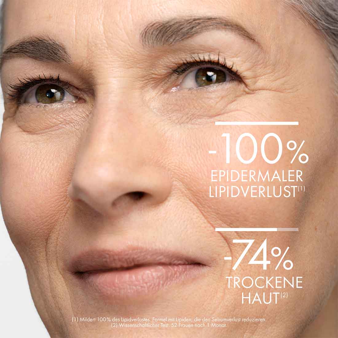 Die Vichy Neovadiol Magistral Nachtcreme mildert 100% des epidermalen Lipidverlustes (Formel mit Lipiden, die den Sebumverlust reduzieren) und sorgt für 74% weniger trockene Haut (Wissenschaftlicher Test, 52 Frauen nach 1 Monat)