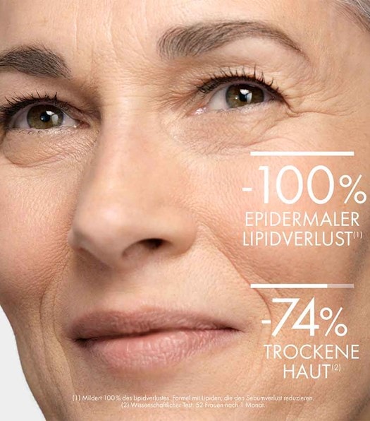 Die Vichy Neovadiol Magistral Nachtcreme mildert 100% des epidermalen Lipidverlustes (Formel mit Lipiden, die den Sebumverlust reduzieren) und sorgt für 74% weniger trockene Haut (Wissenschaftlicher Test, 52 Frauen nach 1 Monat)