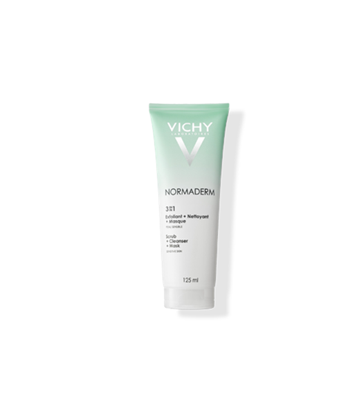 Vichy NORMADERM 3in1 als Reinigungsfluids Peeling, Reinigung und Maske in einem