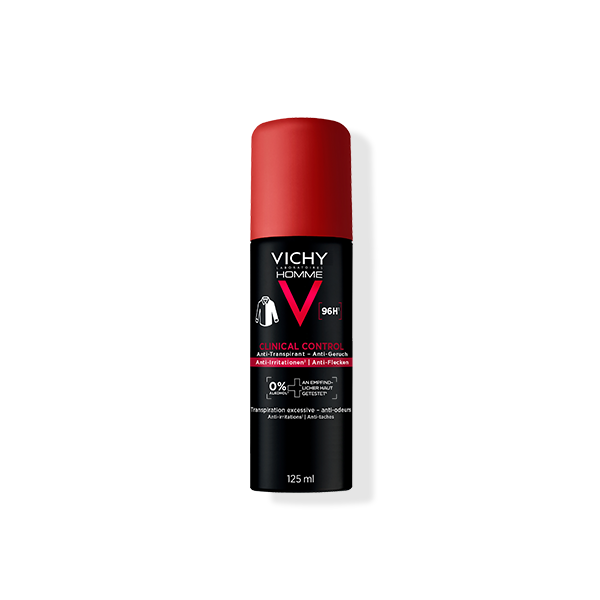 Vichy Homme Clinical Control Anti-Transpirant Deodorant-Spray 96h, rote Kappe, 125 ml