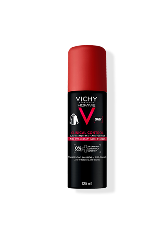Vichy Homme Clinical Control Anti-Transpirant Deodorant-Spray 96h, rote Kappe, 125 ml