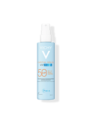 Spray solaire Vichy Capital Soleil UV Aqua SPF 50 en flacon spray bleu clair, 200 ml